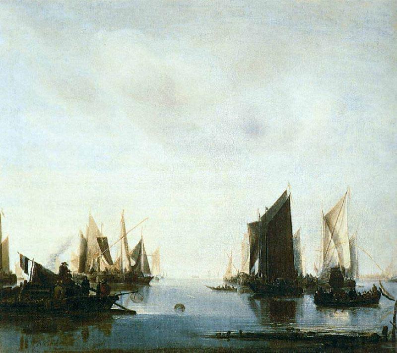 Jan van de Cappelle Seascape with Sailing Boats oil painting image